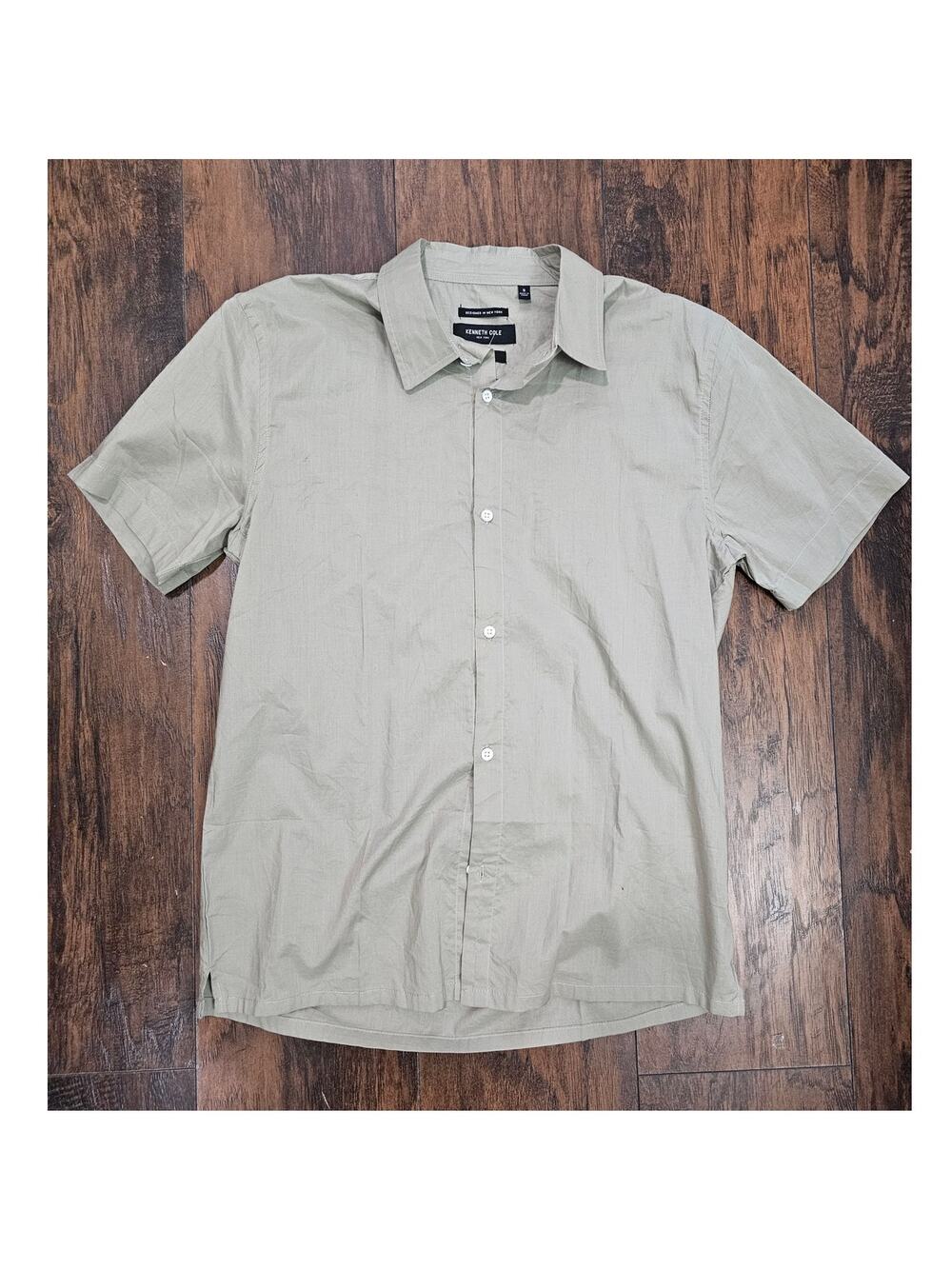 Kenneth Cole Button up Shirt 100% Cotton Size Small Slim Fit Men Green